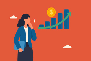 Investment profit growth, financial advisor or wealth management, make money to get rich or increase earning or income concept, confidence businessman investor holding big rising profit growth graph.