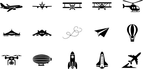 Obraz premium Aircraft icon vector set. airplane illustration sign collection. plane symbol or logo. 