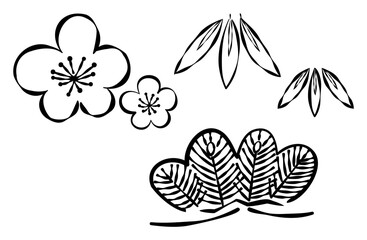 松竹梅のしめ縄（輪飾り）のイラスト