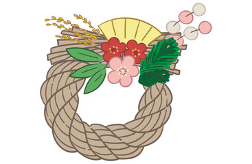 松竹梅のしめ縄（輪飾り）のイラスト