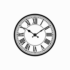 Classic Wall Clock with Roman Numerals &ndash; Vintage Vector Illustration