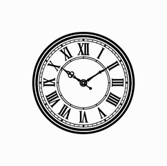 Classic Wall Clock with Roman Numerals &ndash; Vintage Vector Illustration