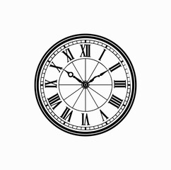 Classic Wall Clock with Roman Numerals &ndash; Vintage Vector Illustration