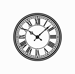 Classic Wall Clock with Roman Numerals &ndash; Vintage Vector Illustration