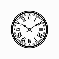 Classic Wall Clock with Roman Numerals &ndash; Vintage Vector Illustration