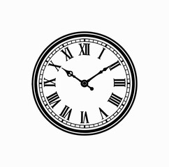 Classic Wall Clock with Roman Numerals &ndash; Vintage Vector Illustration