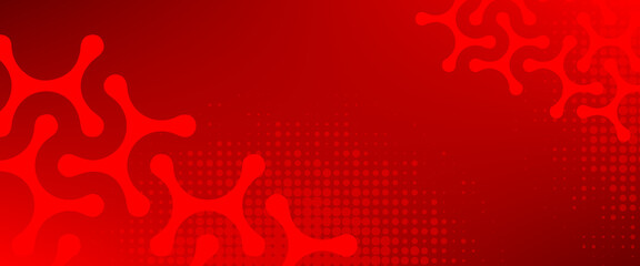 Modern red abstract vector background featuring organic blob shapes and halftone dots, creating a bold, dynamic composition suitable for branding, posters, and digital designs.