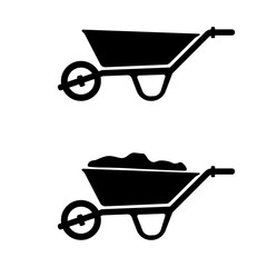 Wheelbarrow Icon Vector Black Silhouette