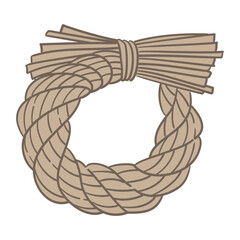 しめ縄（輪飾り）の線ありイラスト