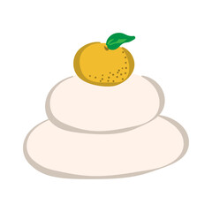 鏡餅のイラスト（カラー線）