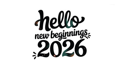 New Beginnings 2026: A cheerful message, hello new beginnings 2026, a call for fresh start, symbolizing hope, with a clean and clear design.