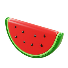 Large watermelon slice illustration with vibrant red interior and black seeds, clean glossy style ideal for food packaging, stickers, and digital use.