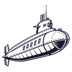 Illustrated submarine at sea © Mamun