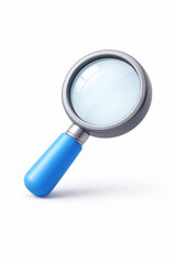 3D magnifying glass search icon on white background SEO