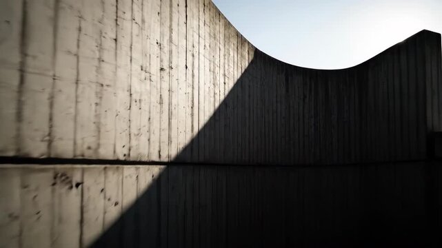 Modern concrete architecture with dramatic shadows and natural light