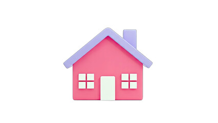 Fototapeta premium 3D Rendered Pink House with Purple Roof on White Background