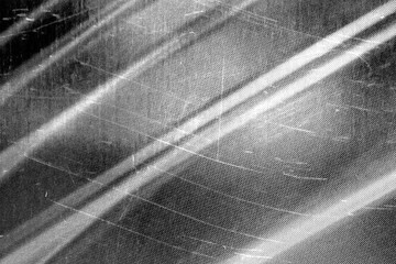 Obraz premium Vintage distressed old photo light leaks, film grain, dust and scratches transparent texture overlay with vignette border. Dirty gritty grunge analog retro effect background with copy space.