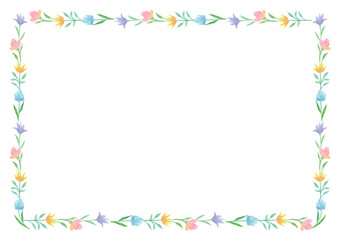 Watercolor gentle four-color floral rectangular frame