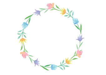 Watercolor Floral Wreath Circle Frame Botanical Vector