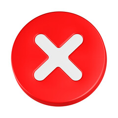 cross delete 3d rendering icon red button