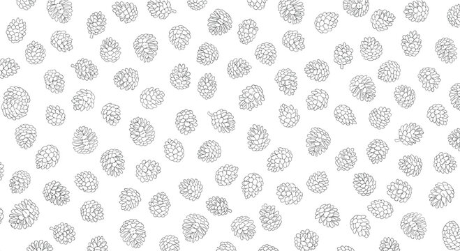 A seamless black and white pattern of hand-drawn raspberries or blackberries, creating a simple and elegant fruit background.