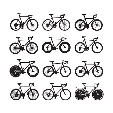 Bicycle Silhouette Icons &ndash; Minimal Bike Vector Set for Design