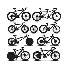 Bicycle Silhouette Icons &ndash; Minimal Bike Vector Set for Design