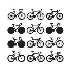 Bicycle Silhouette Icons &ndash; Minimal Bike Vector Set for Design