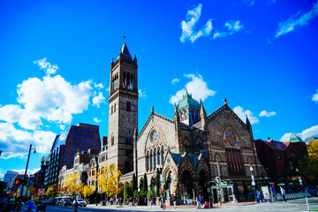 Obraz premium Boston downtown fall foliage landscape