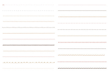 手書きのゆるい区切り線・アンダーライン　くすみカラーセット
