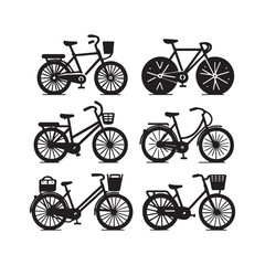 Bicycle Icons Set &ndash; Modern Bike Vector Silhouette Collection