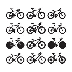 Bicycle Icons Set &ndash; Modern Bike Vector Silhouette Collection
