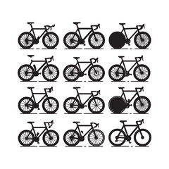 Bicycle Icons Set &ndash; Modern Bike Vector Silhouette Collection