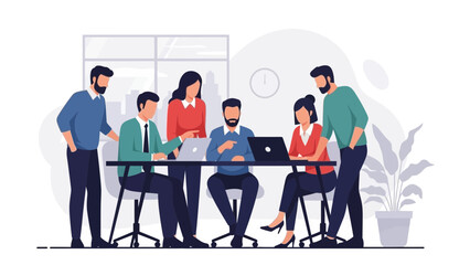 Diverse team collaborating in modern office space effectively