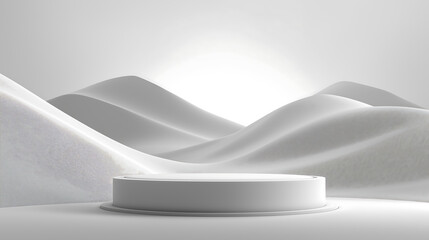 Cloud Dancer Minimalist Desert Landscape Modern Podium and Sandy Dunes Colour of the Year 2026