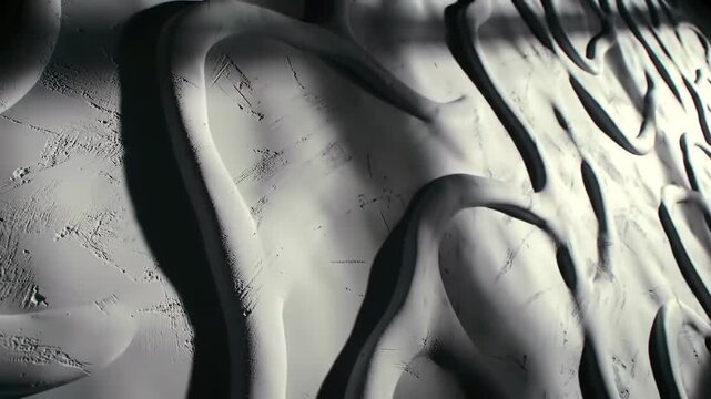 Abstract white texture with shadows and light creating a flow and graphic design element. Plaster design surface.