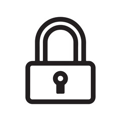 A simple black and white line drawing of a closed padlock with a keyhole