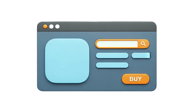 3D Rendered Web Browser Window with Buy Button