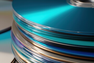 Abstract Metallic Disc Layers with Blue and Gold Reflections