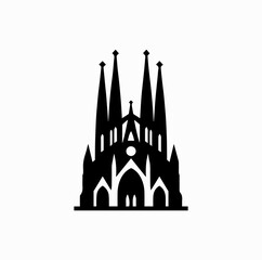 Sagrada Familia Landmark Silhouette &ndash; Minimal Geometric Barcelona Vector