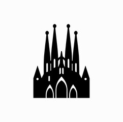 Sagrada Familia Landmark Silhouette &ndash; Minimal Geometric Barcelona Vector