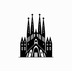 Sagrada Familia Landmark Silhouette &ndash; Minimal Geometric Barcelona Vector