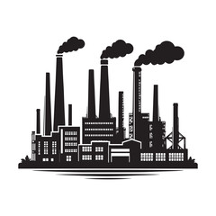 Obraz premium Industrial Factory Pollution Illustration – Smoke Emission City Vector