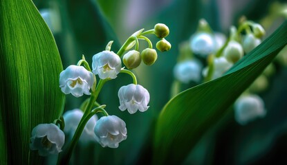 Delicate white lilies in lush green foliage (1)