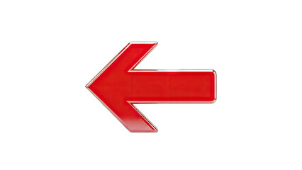 Red Arrow Pointing Left on White Background