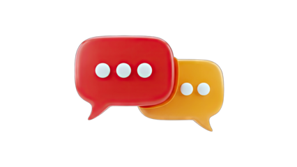 3D Speech Bubbles Interacting on White Background