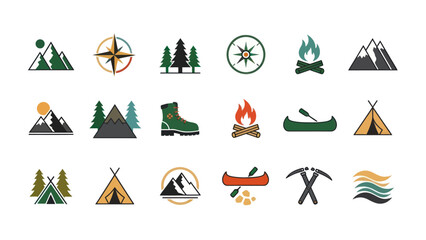 Camping Icons Set for Outdoor Adventures.