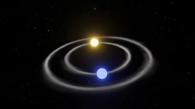 Binary Star System Orbiting in Deep Space