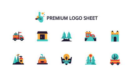 Obraz premium Collection of Various Construction Logo Icons.