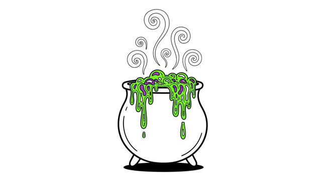 Bubbling Green Potion in a Witchs Cauldron.